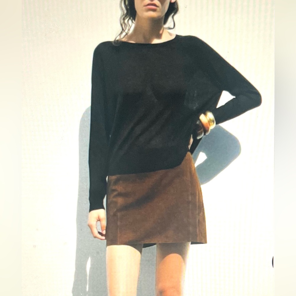 NWOT Zara knit Oversized 3/4 Sleeve Square Cut With Viscose/Metal Blend …